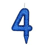 Vela De Aniversário Número Magic Glitter Azul  4 