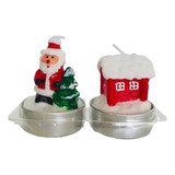 Vela Decorativa Natalina Papai Noel Árvore Casinha Natal Cor Papai Noel E Casinha
