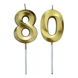 Vela Numérica Bodas De Ouro 80 Anos Aniversário Dourada