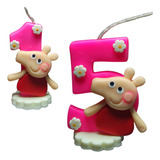 Vela Personalizada Tema Peppa Pig Topo Bolo Biscuit
