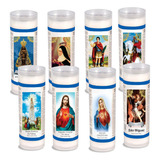 Velas 7 Dias Branca Votiva Vários Santos Kit 25 Unidades