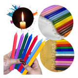Velas Palitos Coloridas Kit 50 Und Parafina 16cm Atacado