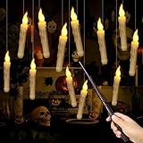 Velas Penduradas Para Decoração De Halloween Pacote Com 12 Velas Flutuantes De LED Com Varinha Mágica Vela De LED Flutuante De Luz Quente Cintilante Para Decorações De Festa De Harry Potter 