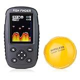 Venterior Localizador De Peixes Portátil Recarregável Sem Fio Com Sensor De Sonar Localizador De Profundidade Com Tamanho De Peixe Temperatura Da água Contorno Inferior Visor Colorido