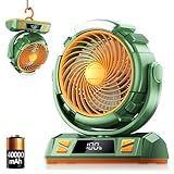 Ventilador De LED Para Acampamento Com Luz Ventilador De Barraca Externo Alimentado Por Bateria Recarregável De 40000 MAh Com Luz E Gancho 4 Velocidades Ventilador De Mesa USB Pessoal Para