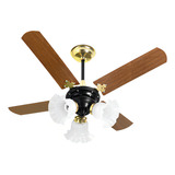 Ventilador De Teto New Zeta Venti delta Latonado 4 Pás Mdf Cor Da Estrutura Preto Cor Das Pás Mogno Diâmetro 96 Cm Frequência 60 110v