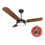 Ventilador De Teto Ventex Valen Led Com 3 Pás De Mdf Mogno Estrutura Preto 1 1m De Diâmetro 127v