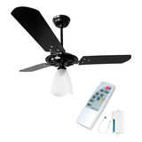 Ventilador De Teto Ventex Yris Com Controle Remoto Com 3 Pás De Mdf Preto Estrutura Preto 1 1m De Diâmetro 220v