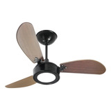 Ventilador De Teto Venti delta New Light Led Com 3 Pás De Madeira Tabaco Estrutura Preto 93cm De Diâmetro 127v