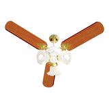 Ventilador De Teto Venti-delta New Zeta Com 3 Pás De Mdf Mogno Estrutura Branco, 96cm De Diâmetro 127v