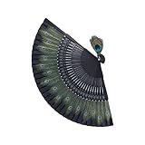 Ventilador Dobrável Com Lindo Padrão De Pavão  Ventilador De Mão De Bambu Antigo Para Presente De Decoração De Roupas De Desempenho  Roupas Legais E étnicas