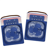 Ventilador Mini Climatizador Azul Portátil Circulador De Ar Bivolt Umidificador Com Luz Led Kit Com 2