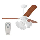 Ventilador Teto Controle Remoto 3 Tulipas Branco Mogno Loren