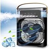 Ventilador Umidificador E Refrigerador De Ar Portátil Usb C 3 Velocidades Mini Ar Condicionado Umidificador Climatizador Água E Gelo Led RGB PRETO 