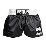 Venum Shorts Clássicos Muay Thai Padrão Preto Branco Branco GG