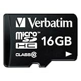 Verbatim Cartão De Memória Microsdhc Premium De 16 Gb Com Adaptador, Uhs-i V10 U1 Classe 10, Preto (44082)