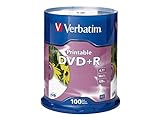 Verbatim DVD R 4 7 GB 16X Impressão A Jato De Tinta Branca 100 Unidades De Eixo