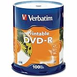Verbatim Dvd-r 4.7gb 16x Hub Impresso A Jato De Tinta Branco, Branco, 100-disc