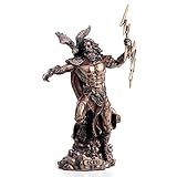 Veronese Design Estatueta Escultura Zeus O Deus Grego Do Céu Resina Fundida A Frio Com Acabamento Em Bronze