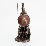 Veronese Leonidas Rei Espartano Bronze Fundido A Frio 24 Cm Escultura De Resina Com Lança E Escudo