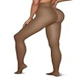 Vertvie Meia Calça Feminina Forrada De Lã Pura Falsa Translúcida Com Uma Costura Meia Calça Quente Grossa Leggings Térmicas De Cintura Alta Inverno Velo De Pele Transparente Café 300g Velo Super G