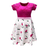 Vestido Adulto Feminino Manga Curta Rodado Renda E Strass