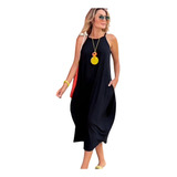 Vestido Amplo Malha Soltinho Bolso Lateral Moda Gestante