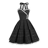 Vestido Anos 50 60 Vintage Bolinhas Saia Godê Frente Única