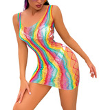Vestido Arrastao Arco iris