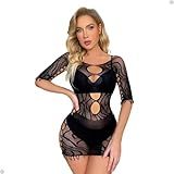 Vestido Arrastão Lingerie Sexy Feminina Meia De Corpo Saida De Praia Preto U