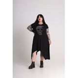 Vestido Assimetrico Skull Strass