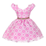 Vestido Barbie Infantil Rosa Com Laço