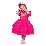 Vestido Barbie Luxo Princesa Pink Infantil