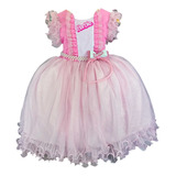 Vestido Barbie Rosa Luxo Babado Menina