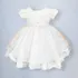 Vestido Batizado Full Manga Princesa Saia Gode Cinto Perolas