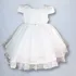Vestido Batizado Full Renda Bord Tule Cinto Perola Laço  1-3