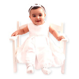 Vestido Bebe Batizado Com Tiara Gabi