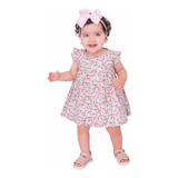 Vestido Bebê Menina Festa Com Tiara 100 Algodão Mundo Nina