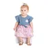 Vestido Bebês Jeans E Crepe Sublimado Azul E Rosa