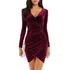 Vestido Bodycon De Manga Comprida Em Veludo Dividido C