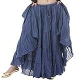 Vestido Bohe De Linho Triplo Maxi Da Astage Woman Belly Dance Full Circle Greyblue 16 Yard Fabric