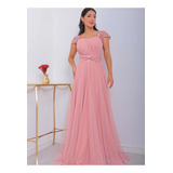 Vestido Bordado Luxo Marsala
