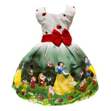 Vestido Branca De Neve Temático Trapézio Infantil Luxo