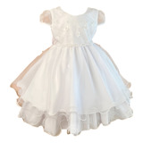 Vestido Branco Infantil Full Bebê Batizado Tule P g 1 3