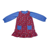 Vestido C Blusinha Infantil Look Jeans Veludo Vermelho