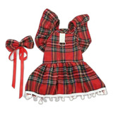 Vestido Caipira Pet Festa Junina Xadrez Com Laço P 2 A 3kg