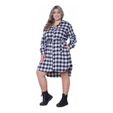 Vestido Camisa Plus Size Xadrez Feminina