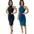 Vestido Canelado Midi Cintura Marcada