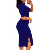 Vestido Canelado Midi Gola