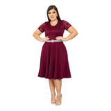 Vestido Casamento Civil Midi Godê Moda Evangélica Cinto